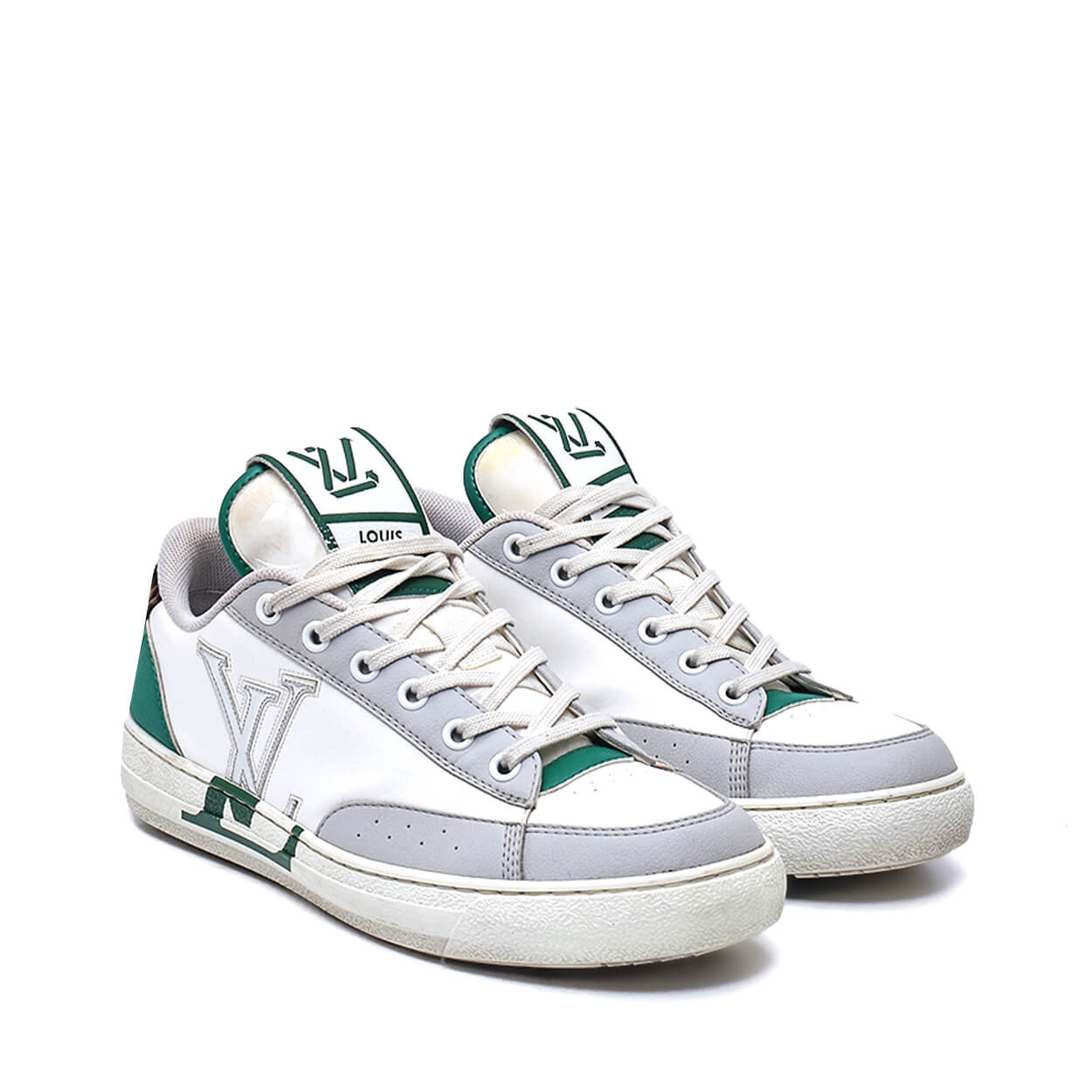 Louis Vuitton - White & Green Leather Charlie Sneakers